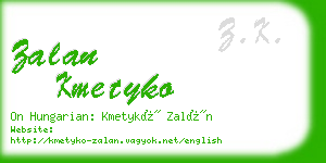 zalan kmetyko business card